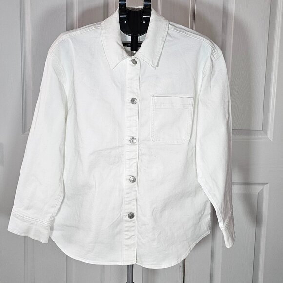 Express White Womens Jean Jacket Size Large - Picture 1 of 11
